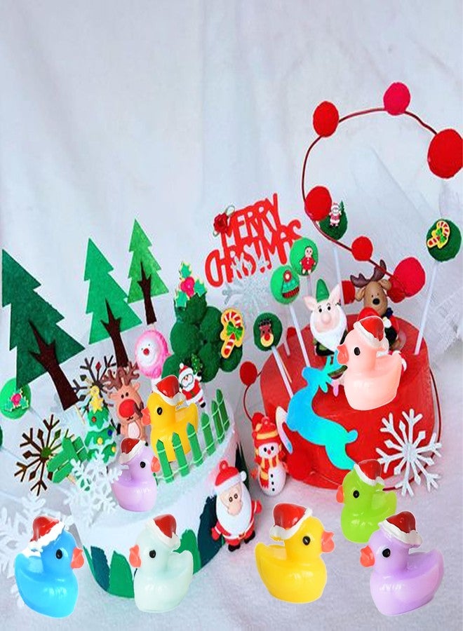 Tindobewan 50 PCS Tiny Ducks Mini Resin Ducks Miniature Christmas Hat Duck Figures Ornament for Xmas, Craft, Dollhouse, Slime, Home Decorations（Multi Color） - Image 4